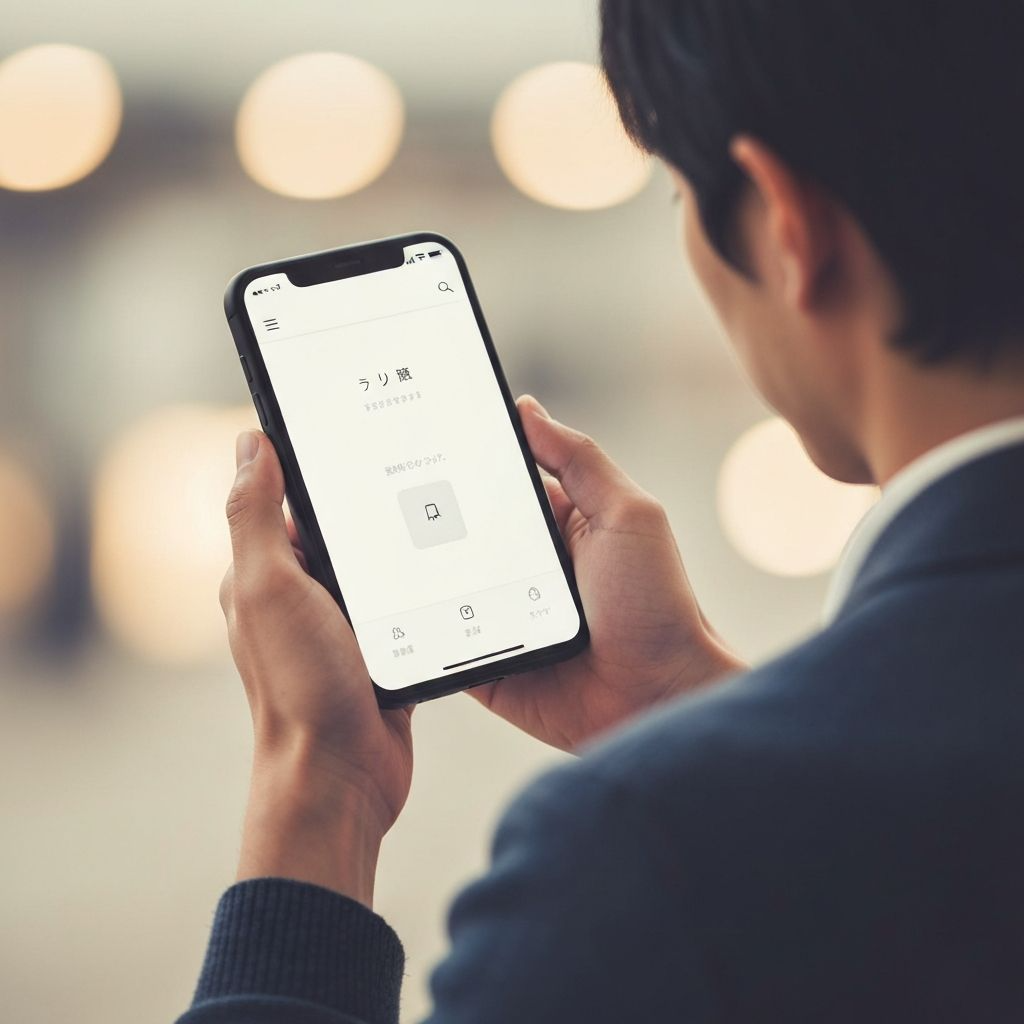 前向きにスマホを使っている人物